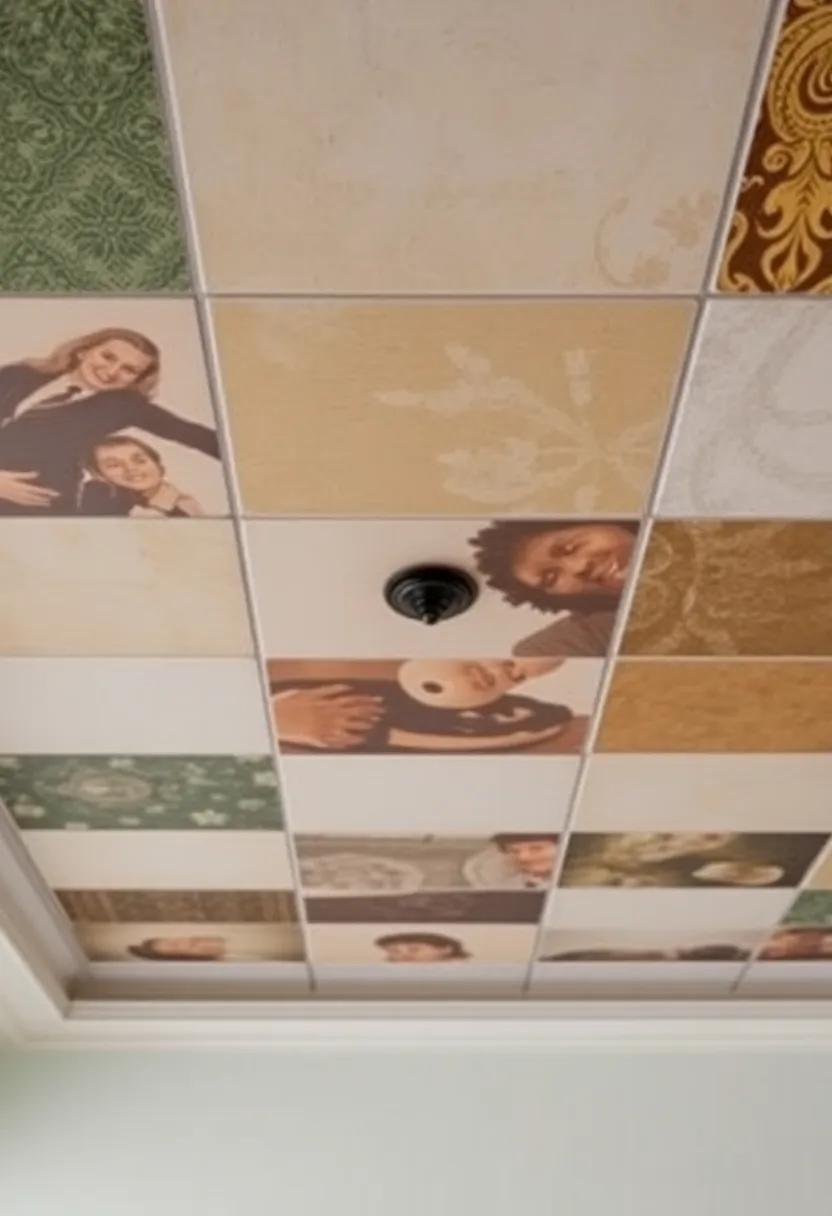 Vintage Photo⁤ Tiles:​ Use⁤ photo‌ tiles or prints on the ceiling, offering a personal touch that can tell⁤ a⁤ story⁣ or evoke fond memories during meals