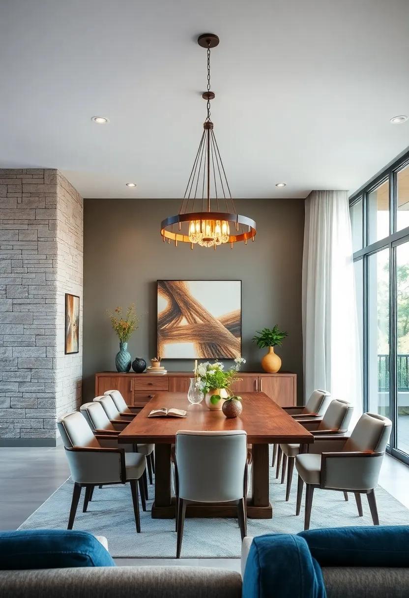 Rustic Charm: Embracing Nature with Wood and Metal chandeliers in Cozy Dining areas