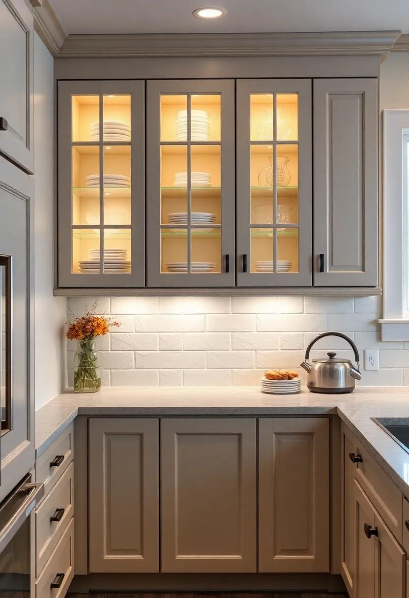 Cabinet Lighting ⁢Features: Illuminate your ‌cabinet interiors with integrated lighting for a dramatic flair that highlights your kitchenware