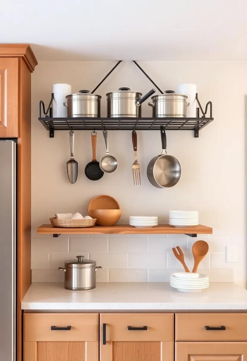 Pot rack Above⁤ Cabinets:⁢ integrate ⁤practicality and⁤ display by adding a stylish⁣ pot rack that sits ​above cabinets, keeping⁤ essentials ‌within reach