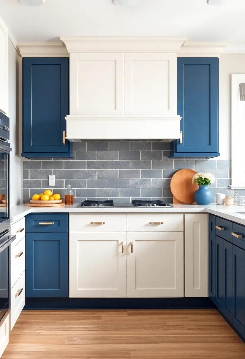Two-Tone⁣ Cabinets: Experiment with contrasting colors ​like navy‌ blue and soft​ cream to add‌ depth and interest to your⁤ farmhouse kitchen