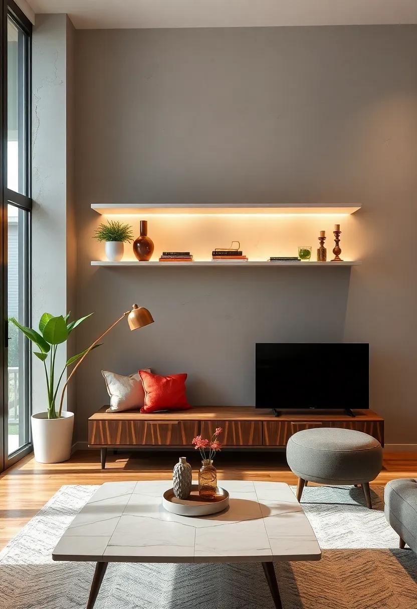 Mirrored Designs: mirrored shelves that reflect light and create an illusion of space, great for small rooms craving brightness