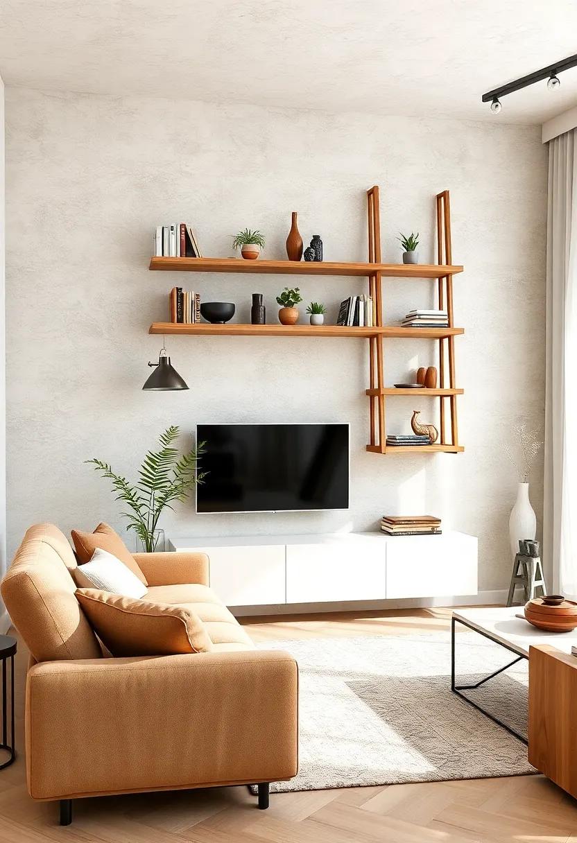 Ladder Style: Decorative ladder shelves that add vertical interest while providing ample room for books and decor in limited spaces