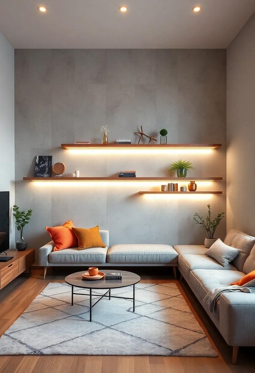 Backlit Options: Innovative floating shelves with integrated LED lighting that add drama and sophistication to your decor