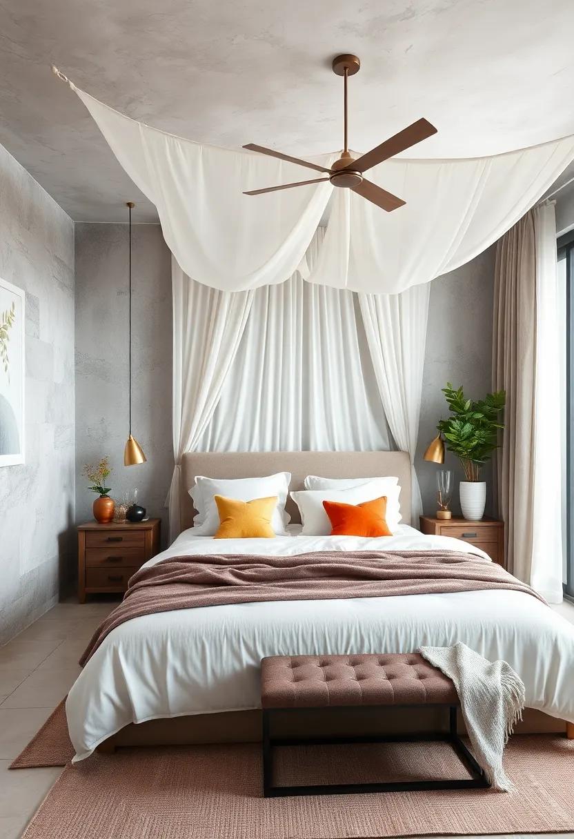 Create a Cozy Canopy: Hang a light fabric or drapery above your bed for a cozy, cocoon-like feel that makes your bedroom even more inviting