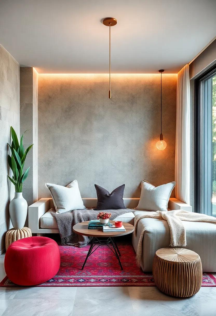 incorporate Cozy Seating Options: Add a small, plush seating area with cushions and a soft throw, creating a perfect spot for relaxation within your retreat