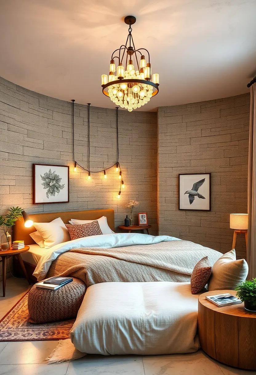 Utilize Statement Lighting: Install a unique chandelier or an array of string lights to lend a whimsical touch and enhance the cozy atmosphere