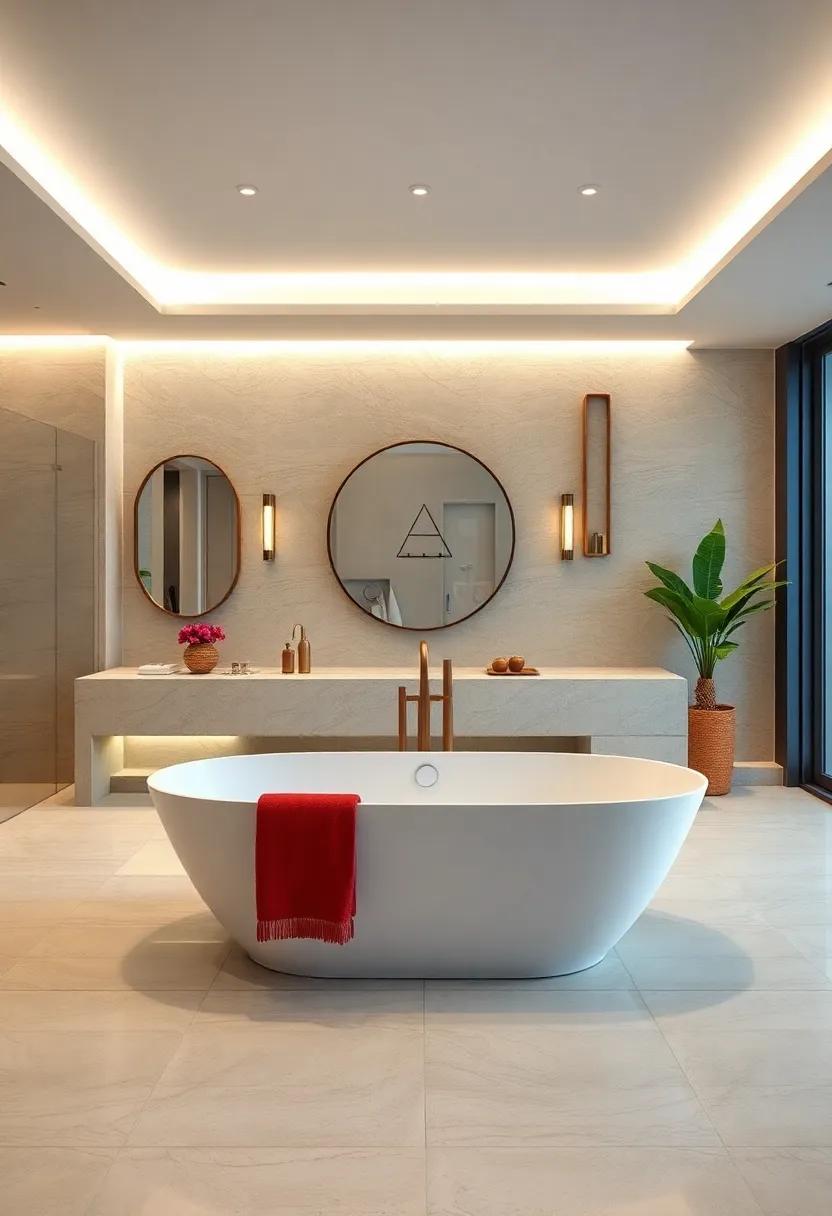 Opulent bathtub Designs: Choose a freestanding soaking tub with sleek lines and unique shapes, making it the centerpiece of your bathroom and a perfect spot for relaxation
