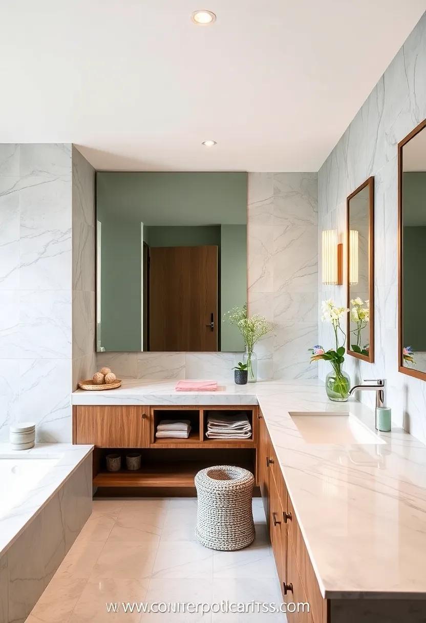 Unique Countertop Materials: Consider non-traditional materials like marble, quartzite, or reclaimed wood for your countertops to add distinctive character