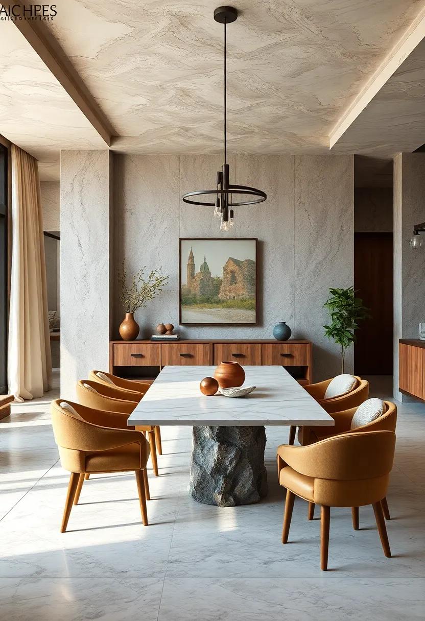 Celebrate nature by integrating stone elements—think⁤ a‌ terracotta centerpiece or a⁣ marble table surface for a ‌stylish touch