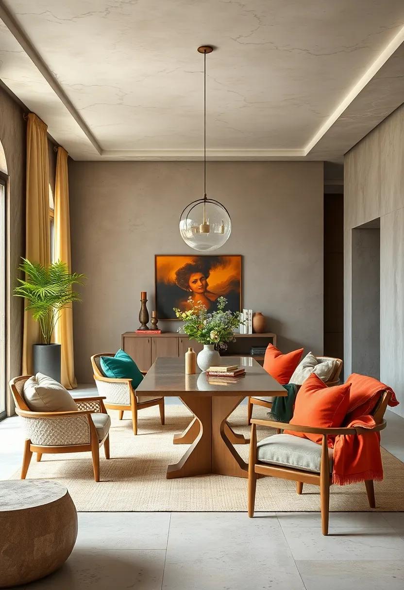 Introduce⁤ a bold color palette through chair cushions and drapery, mixing ⁣different fabrics like⁢ cotton​ and linen for a ‍layered effect