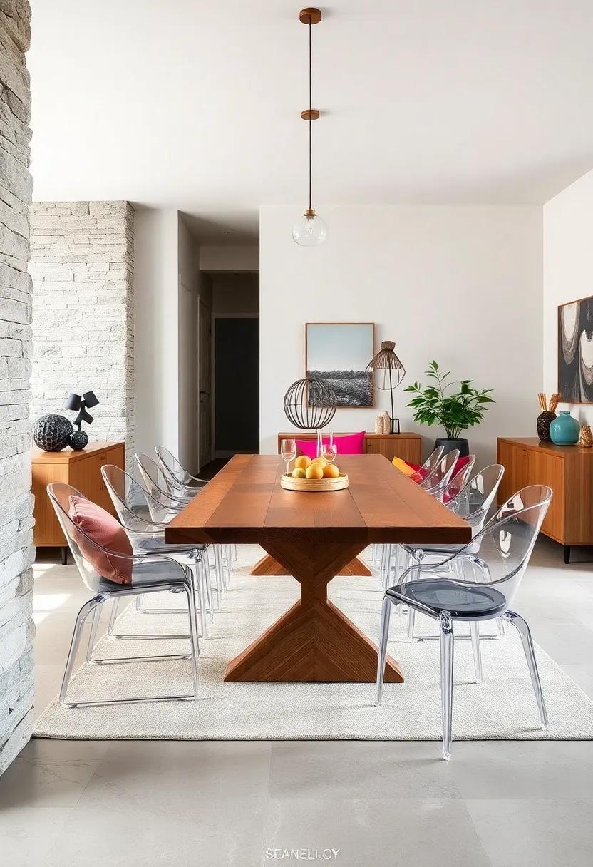 Pair‌ a ⁣reclaimed wood dining‍ table with sleek acrylic chairs for a delightful contrast that balances rustic ‌charm and contemporary style