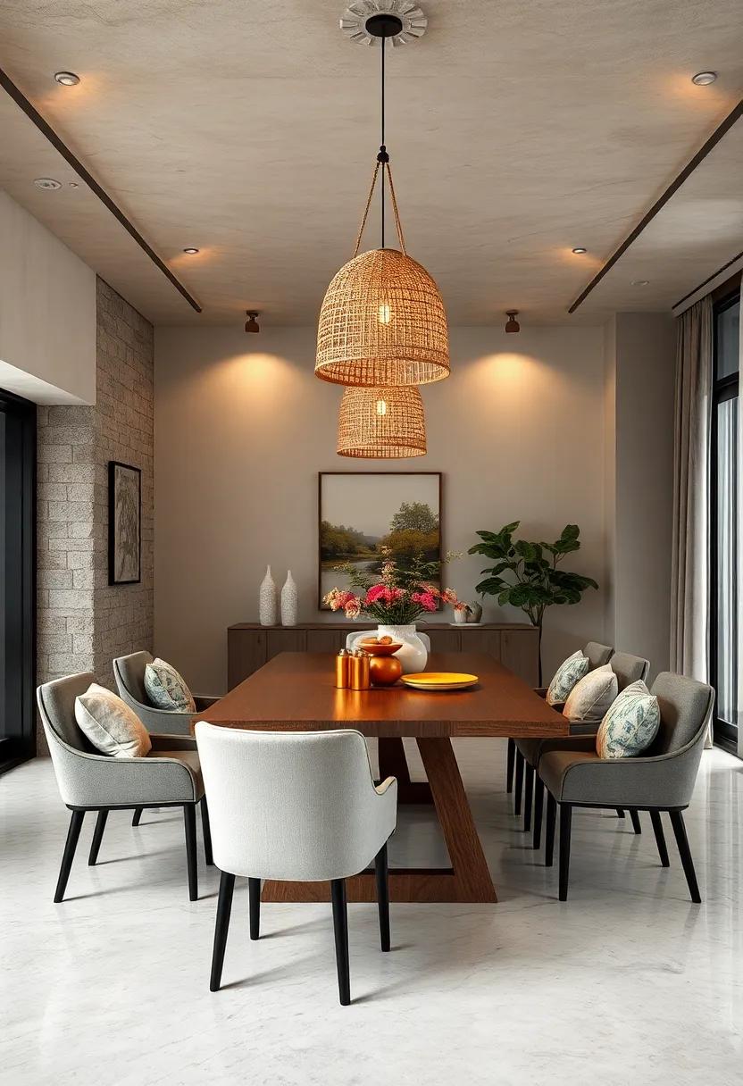 Use lighting creatively; consider pendant lights made from woven ⁤materials ⁢to give a natural feel to your‌ dining space while illuminating the table