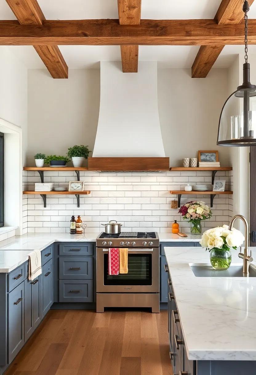 Highlight unique architecture by framing your subway tile backsplash to complement existing beams or moldings in the kitchen