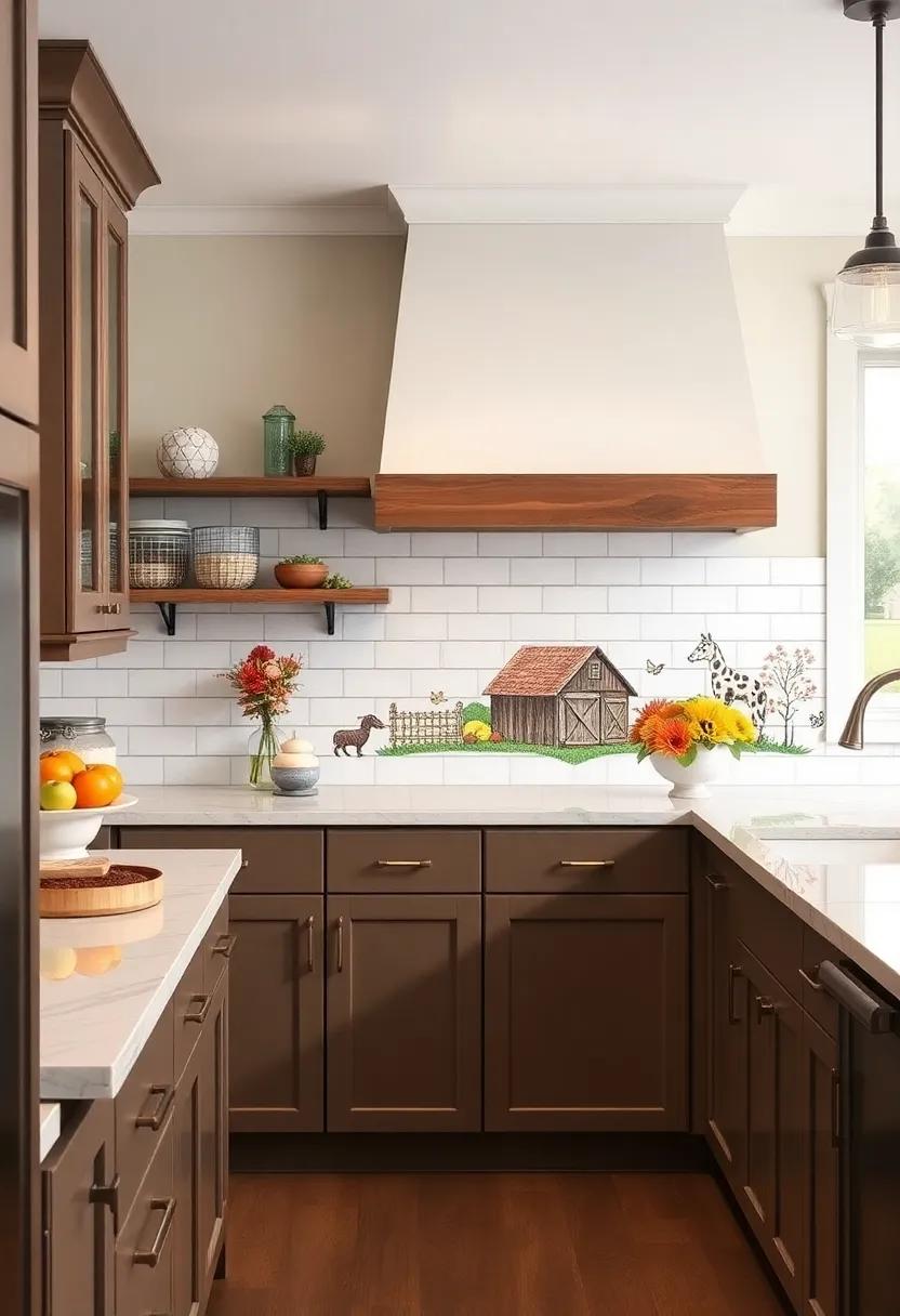 Showcase a backsplash that extends to the ceiling behind open shelving to create a seamless transition in your kitchen space