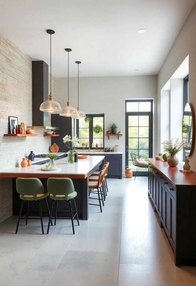 Add Accent Lighting: install pendant lights above your island or dining area to enhance ambiance and functionality