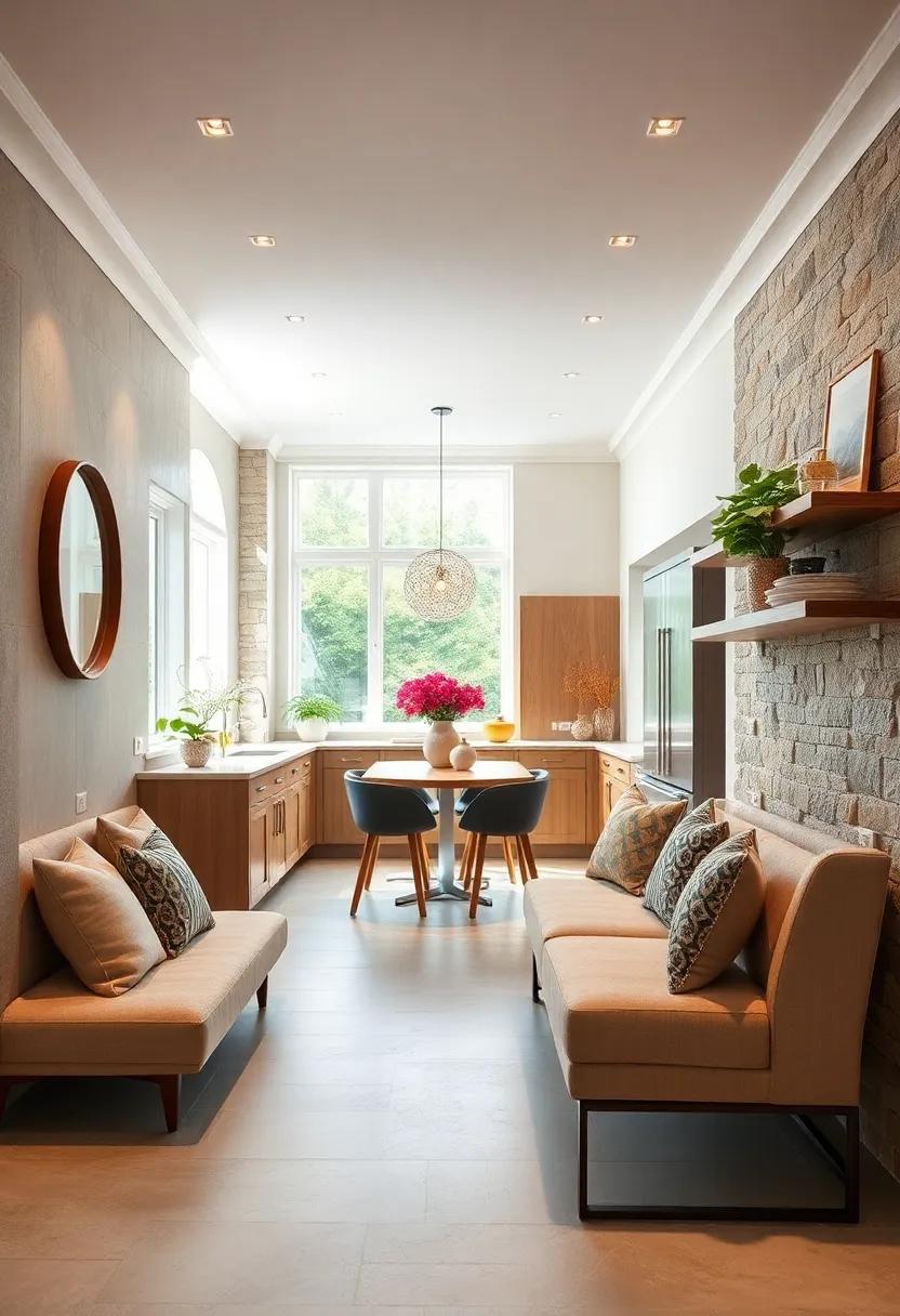 Create Guest Seating: Design a bar-style counter or seating area where guests can gather while you cook