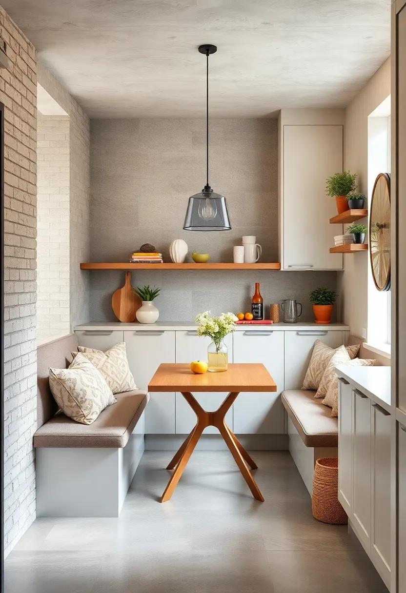 Incorporate a Breakfast Nook: Create a cozy corner with a small table and cushioned benches for quick meals and casual gatherings