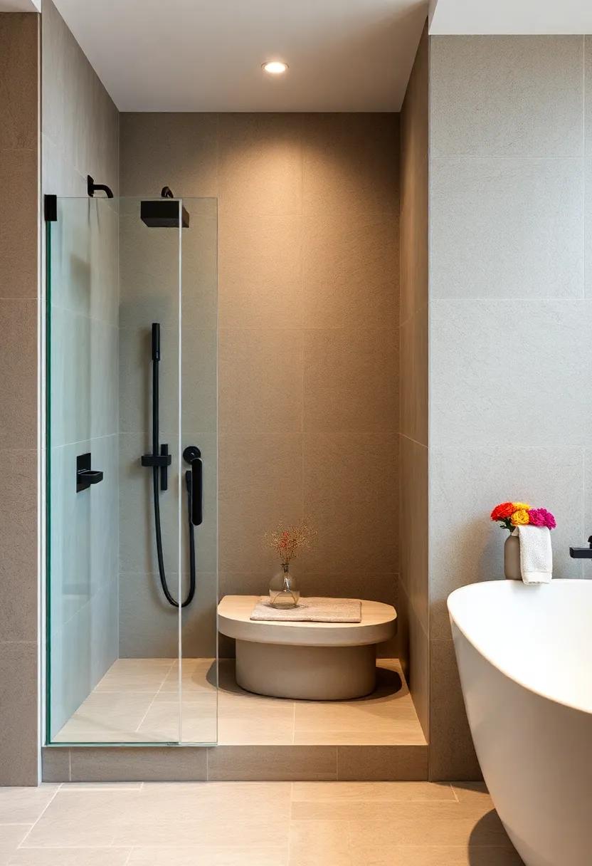 Curved Shower Seats: Opt for a curved seating design that allows for ease of movement while creating an organic flow in your shower space