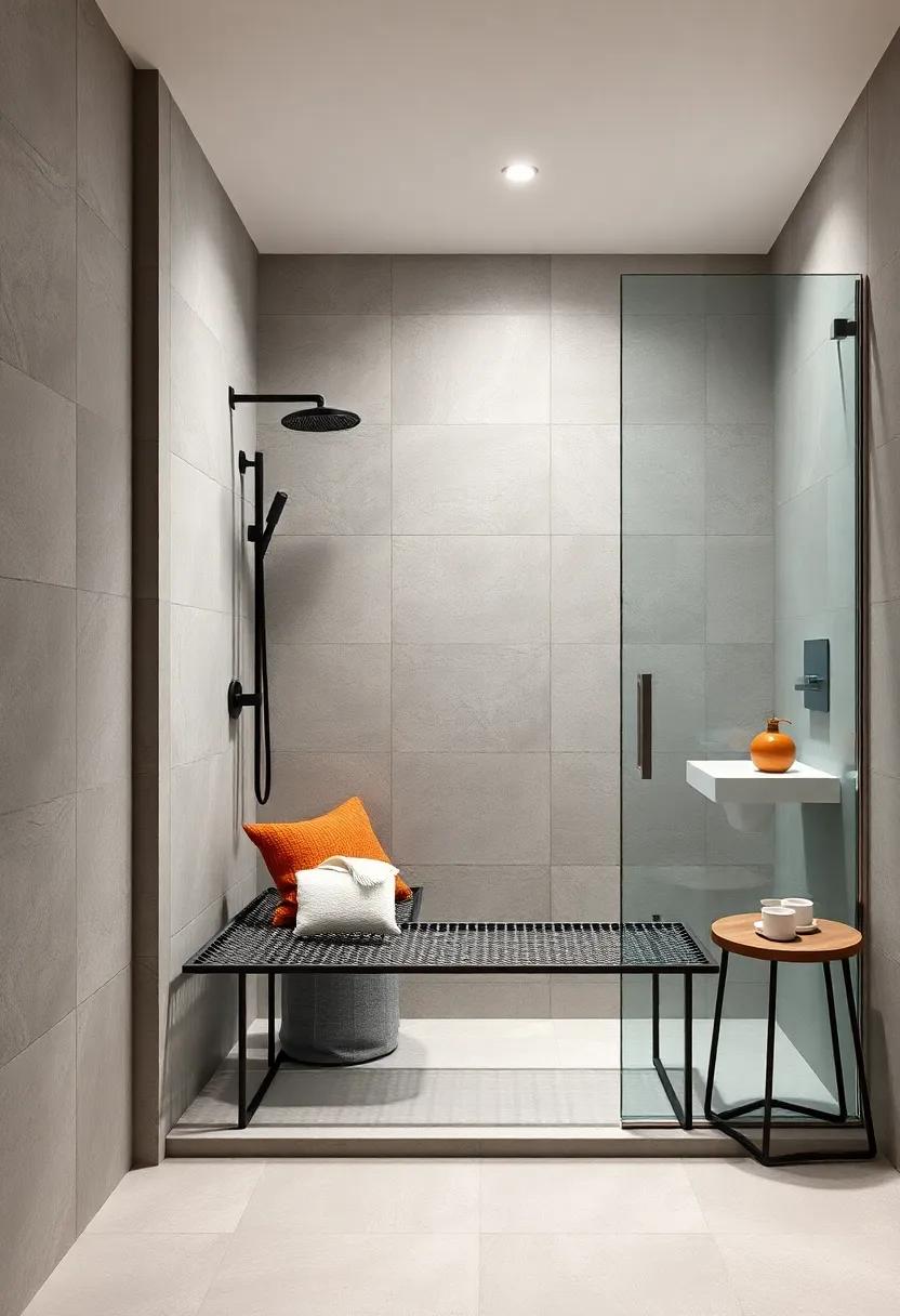 minimalist Metal Benches: Opt for sleek metal benches designed with clean lines for a contemporary aesthetic that complements modern bathroom styles