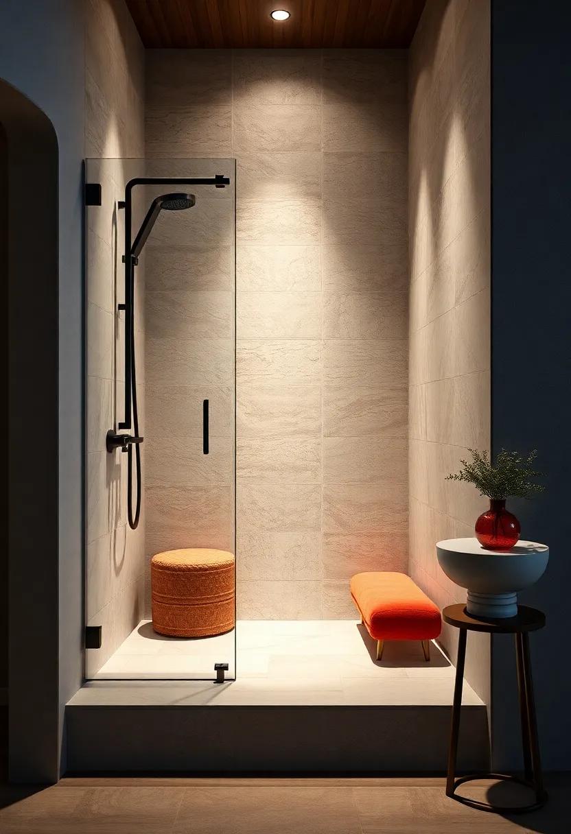 Upholstered Shower Seats: For ultimate coziness, consider upholstered shower seats that invite comfort and softness to your bathing experience