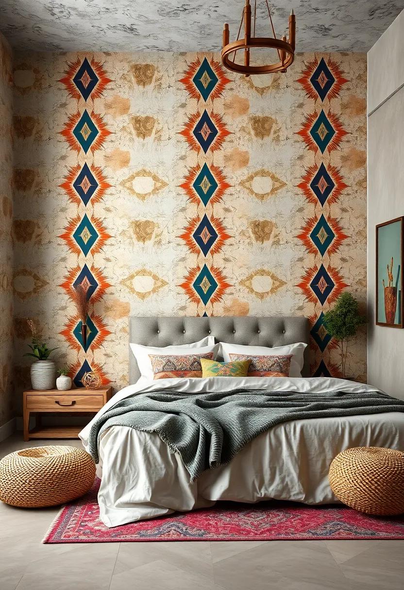 Bohemian Geometric Bliss: ‌bold patterns with an array‌ of triangles and diamonds ‌lend a modern twist to the traditional boho vibe, creating visual interest in your ⁣space