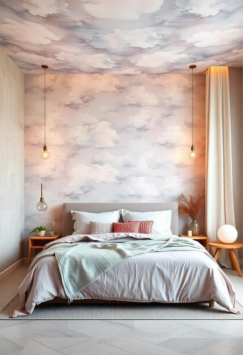 Floating Clouds:​ Soft, fluffy cloud patterns in pastel‌ shades create an airy and light environment, making your room feel like a cozy sky retreat