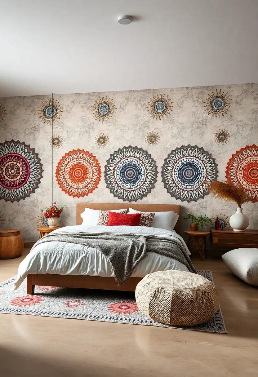 Mandala Magic: Large,intricate mandalas painted in muted colors‌ evoke a sense of tranquility,making them ideal for a meditative retreat