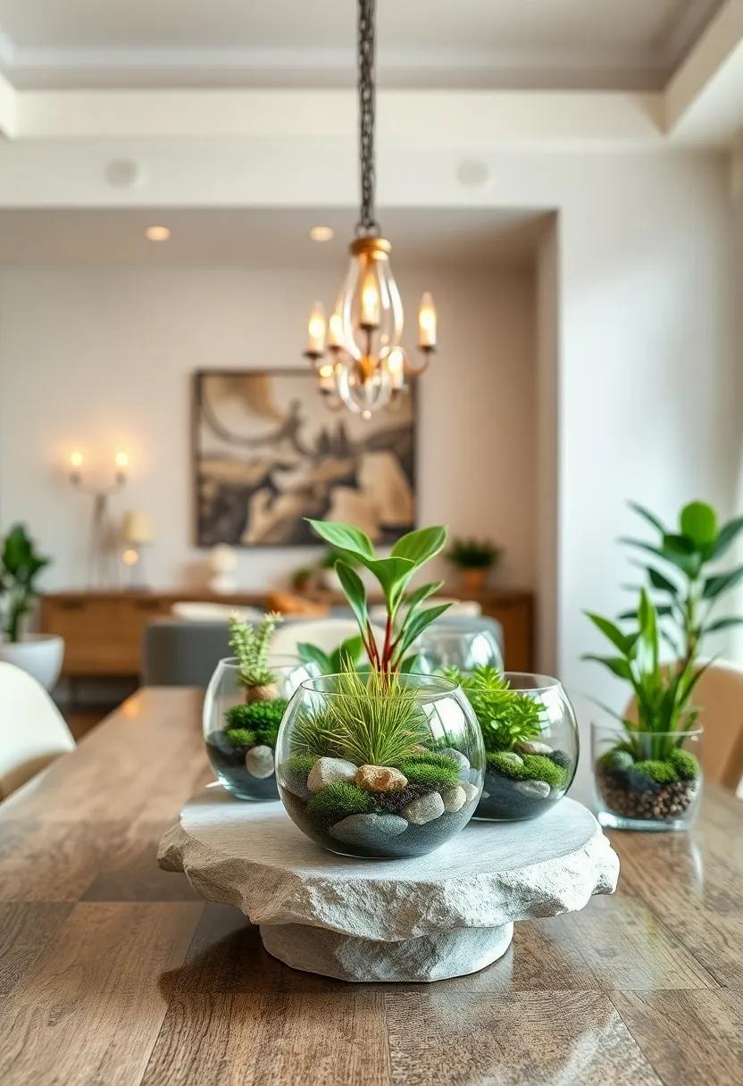 Clustered‌ Terrariums: Use glass terrariums filled with moss, stones, and small plants for a sophisticated and eye-catching centerpiece