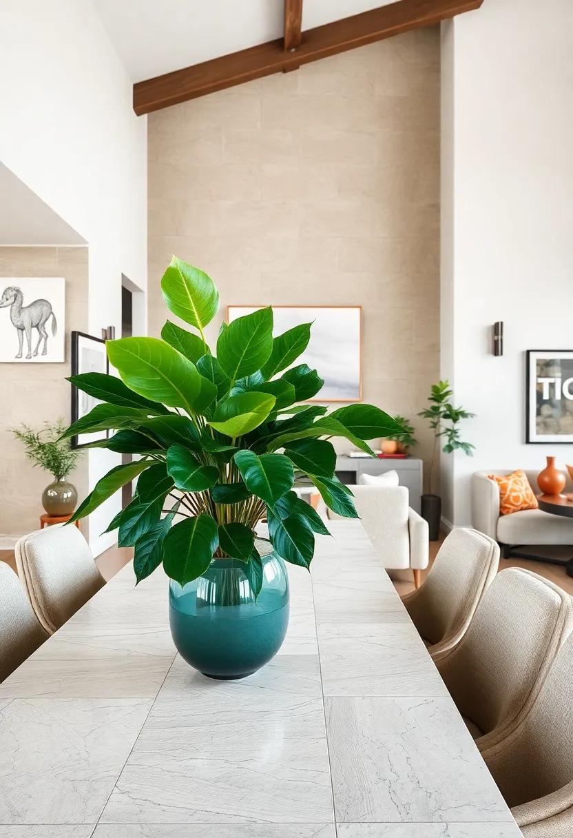 Create a⁤ Lush Centerpiece: Use a large, statement-making potted plant like a fiddle leaf fig as ‍a focal​ point on ‌your dining table