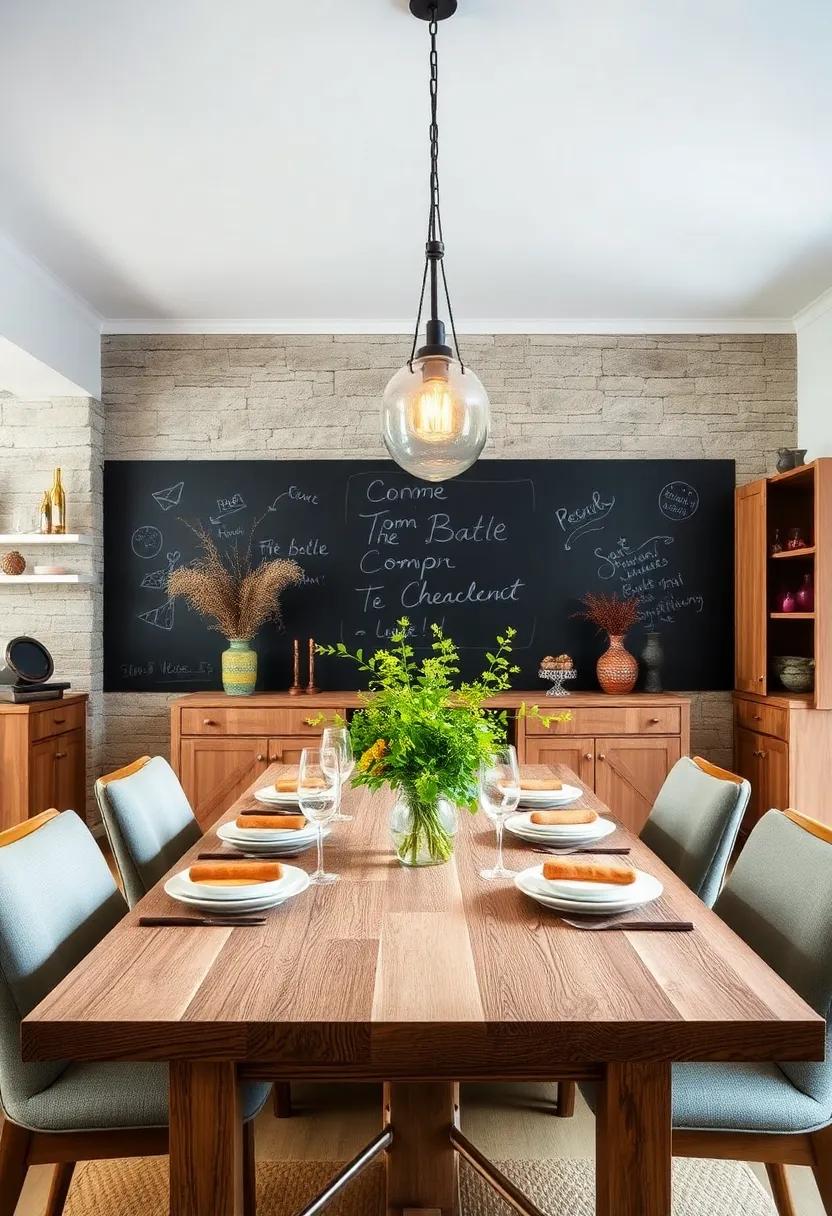 Chalkboard Walls: Consider a chalkboard wall for doodles, menus, or messages, adding a playful element that the whole family can contribute to