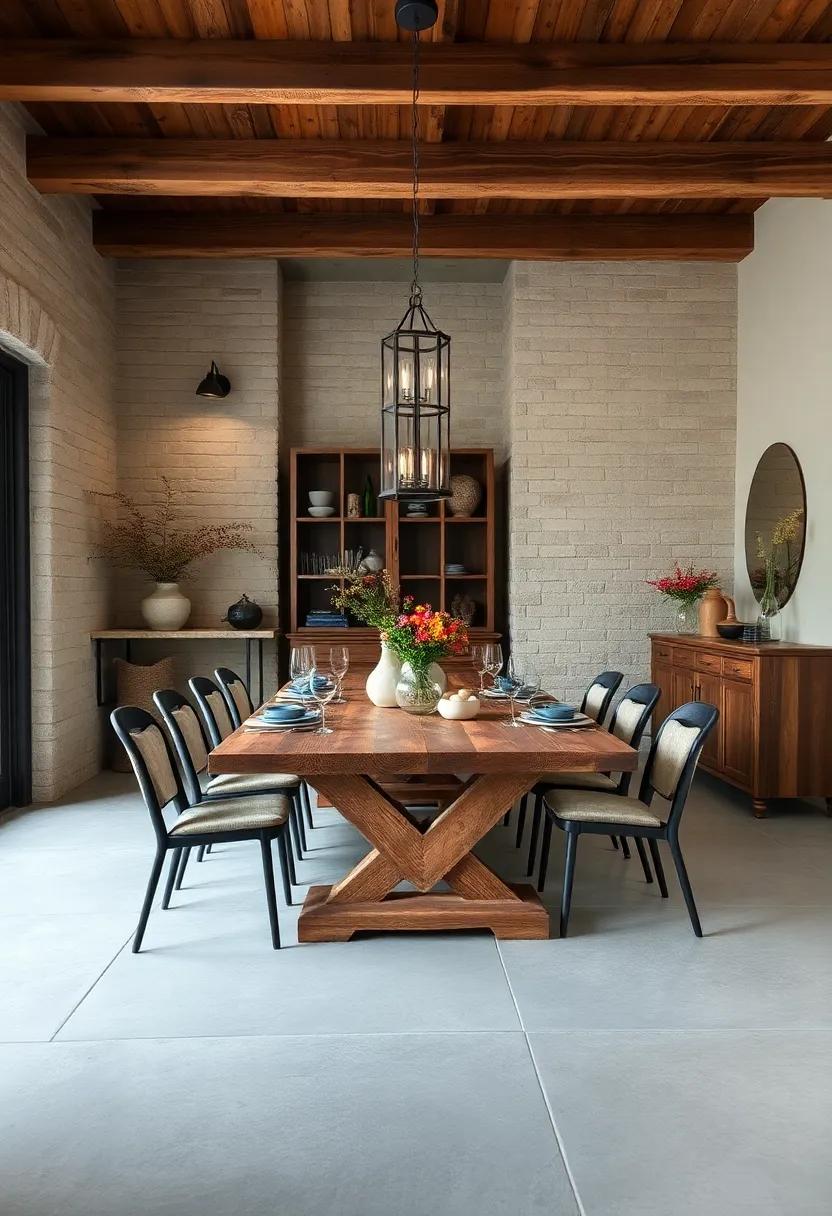 Reclaimed Wood Tables: Opt for a sturdy reclaimed wood dining table that adds character and history to your space, becoming the heart of your farmhouse