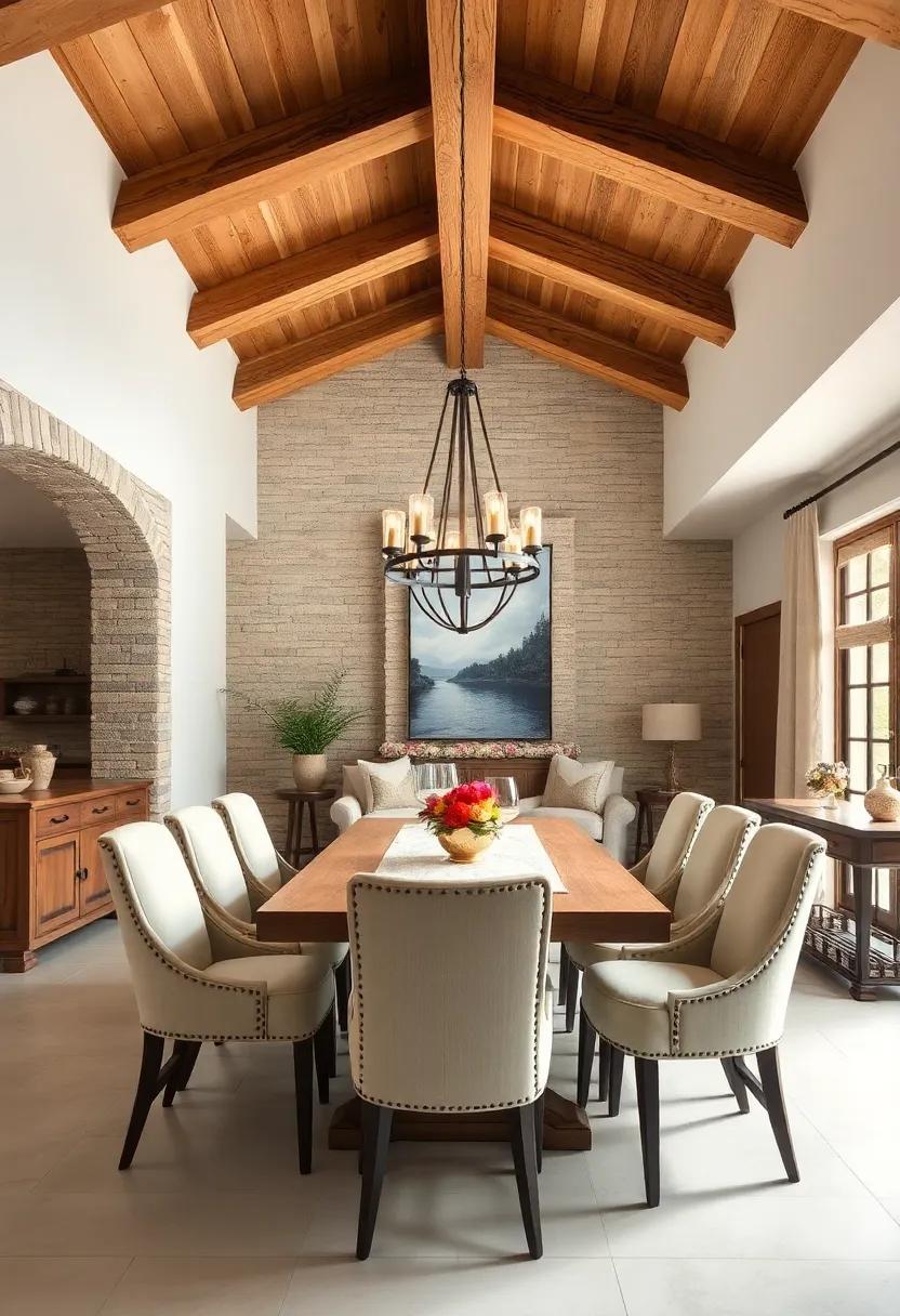 Rustic Ceiling Beams: If possible, expose ceiling beams or add faux beams for an architectural element that enhances the rustic farmhouse feel
