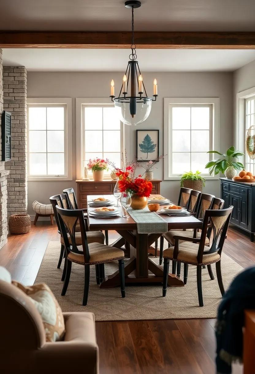 Seasonal Decor Swaps: Refresh your dining space with seasonal decor updates, like autumn leaves or festive decorations that celebrate the changing seasons
