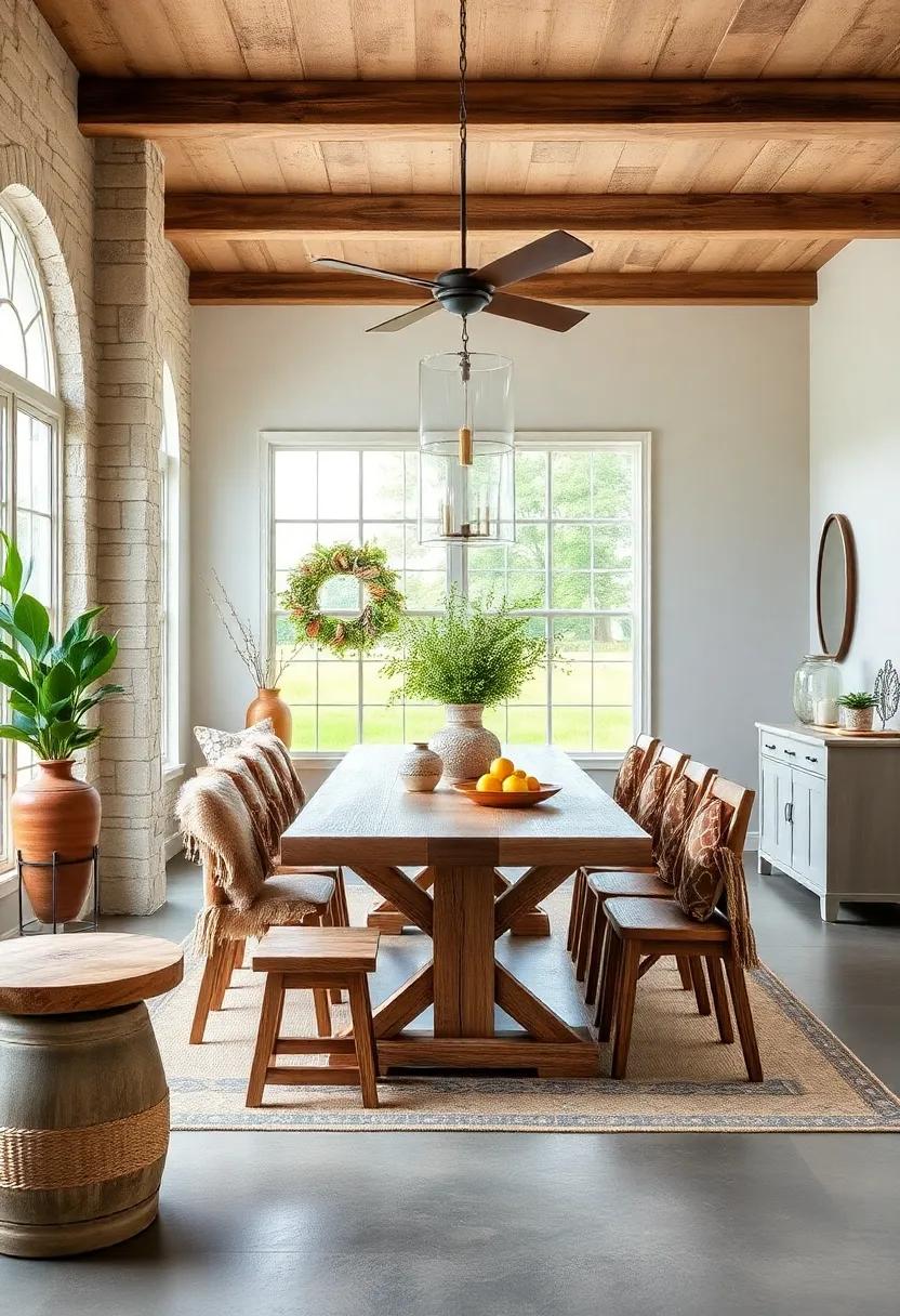 Touch of farm Decor: Incorporate subtle farm-themed decor elements,like vintage farm tools or milking stools,to enhance the rustic vibe