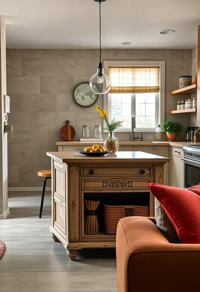 Nightstand Adaptation: A kitchen island repurposed ⁢from a⁤ vintage nightstand, providing a ‌unique charm and extra storage capabilities ⁤in a modern setting