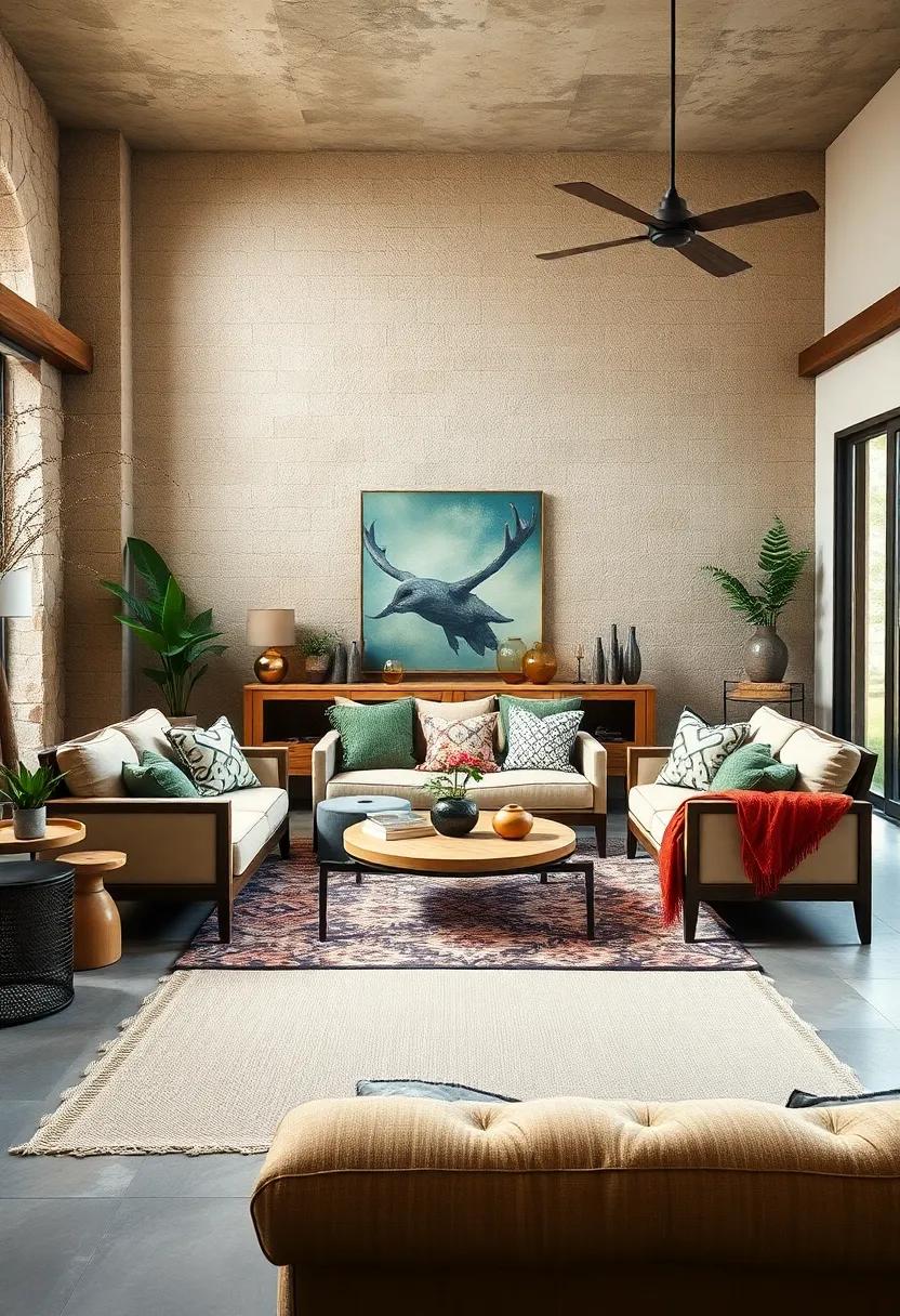 Choose Comfortable⁣ Seating: Opt for​ overstuffed sofas or chairs upholstered in natural fabrics to invite relaxation and provide ⁢a comfortable gathering spot