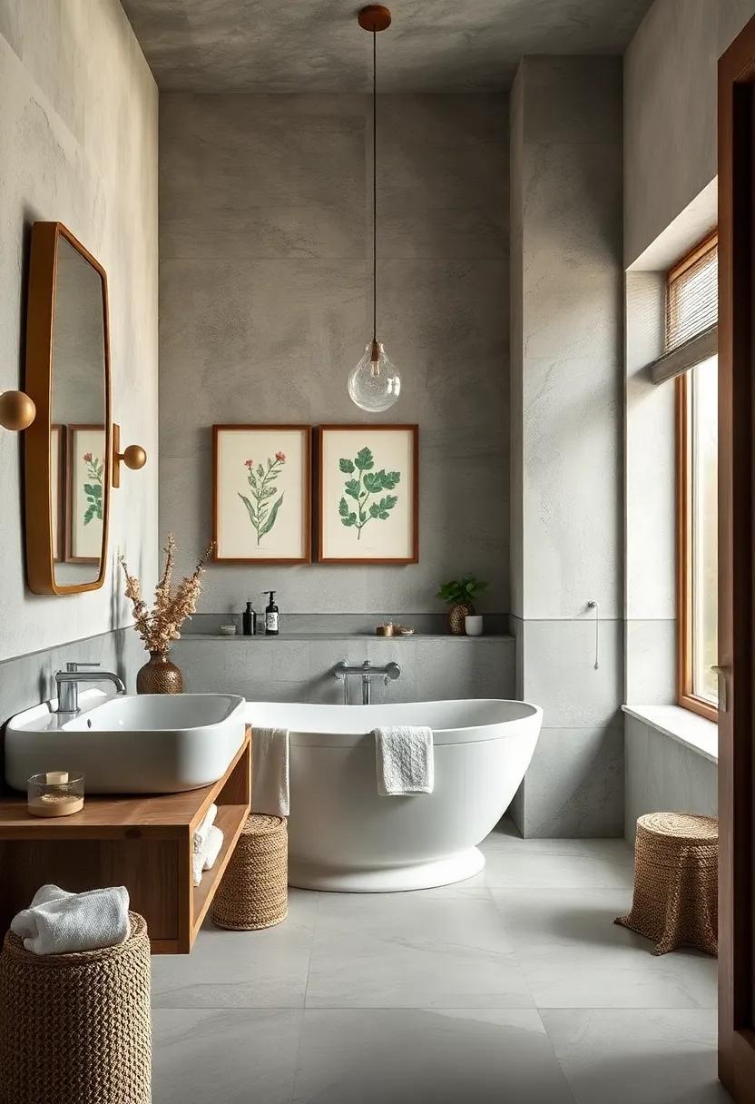 Botanical Prints: Hang framed botanical prints to connect with vintage-inspired nature themes that enhance any bathroom decor