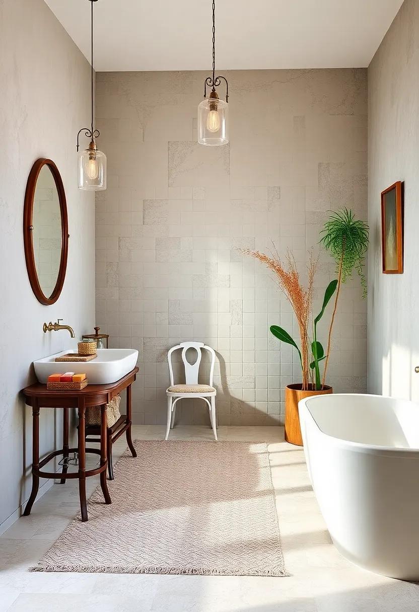 Mismatched Dining Chairs: Repurpose mismatched vintage chairs for a quaint seating area or as accents in your bathroom space