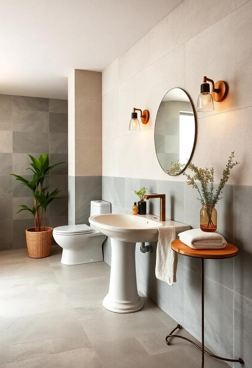 Simple Pedestal Sink: Opt for a classic pedestal sink to maintain an open and airy feeling while echoing vintage designs