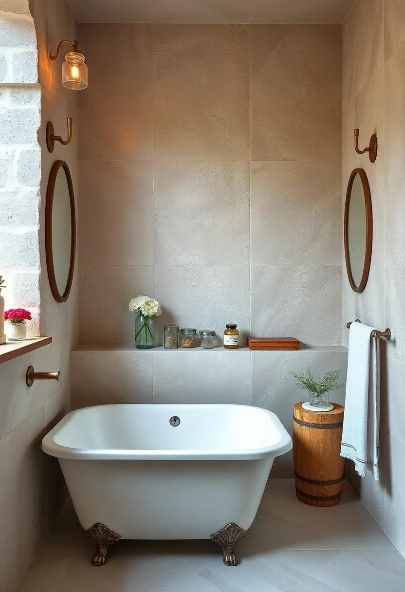 Upcycled Apothecary Jars: use old apothecary jars to store bath essentials like cotton balls and bath salts, giving a nod to the past