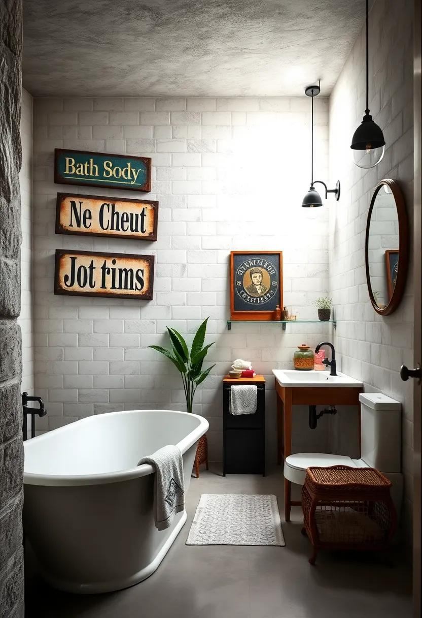 Vintage Signs: Incorporate old signage or art that features classic typography to lend a unique, curated feel to your bathroom