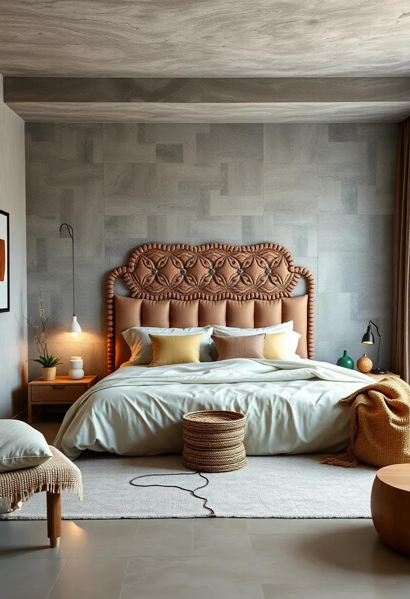 bohemian Vibes: Infuse your room with a boho-style headboard that discreetly incorporates charging cables within its intricate design