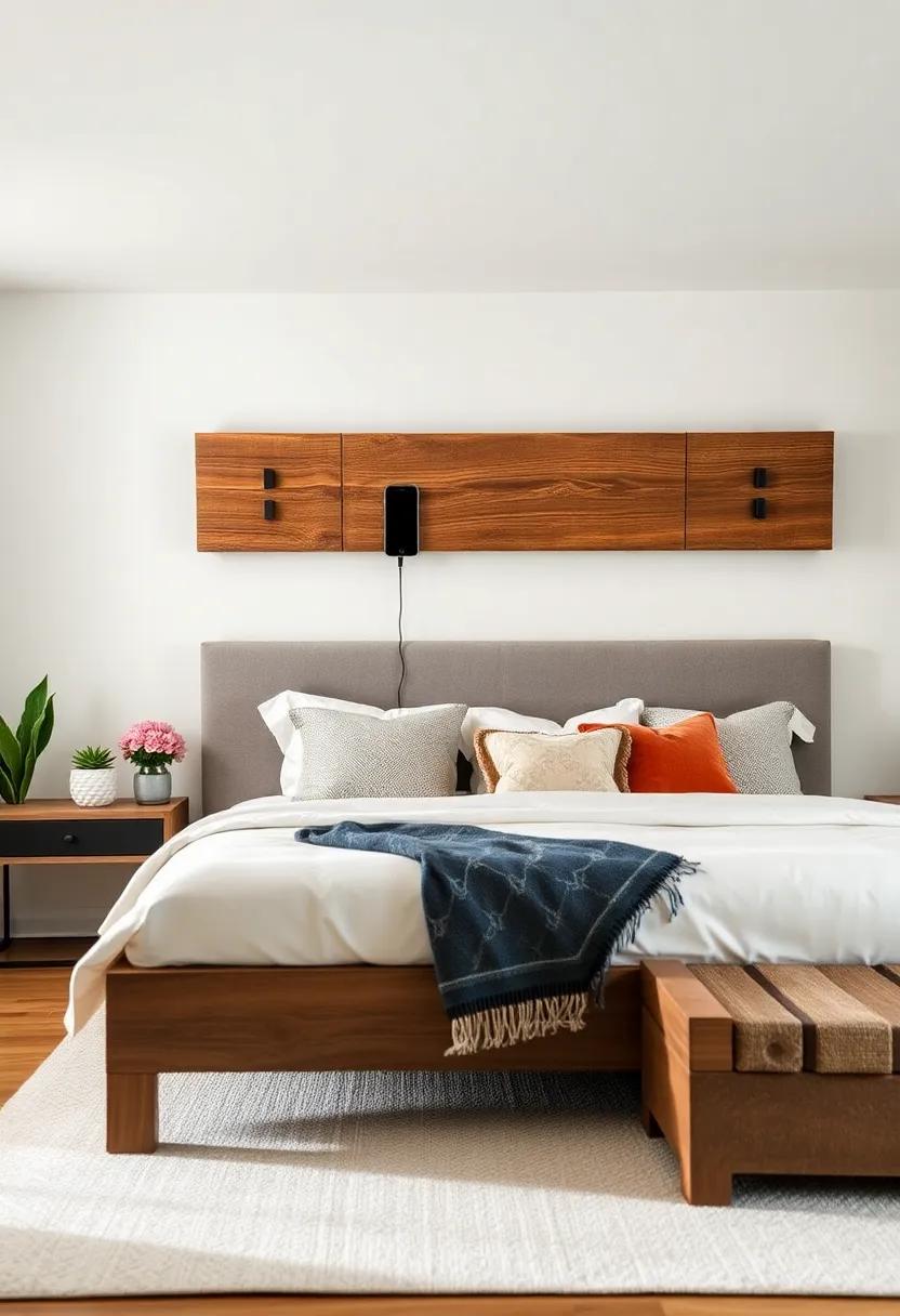 Rustic Retreat: Discover a charming farmhouse-inspired design featuring reclaimed wood and built-in USB ports, combining style and functionality