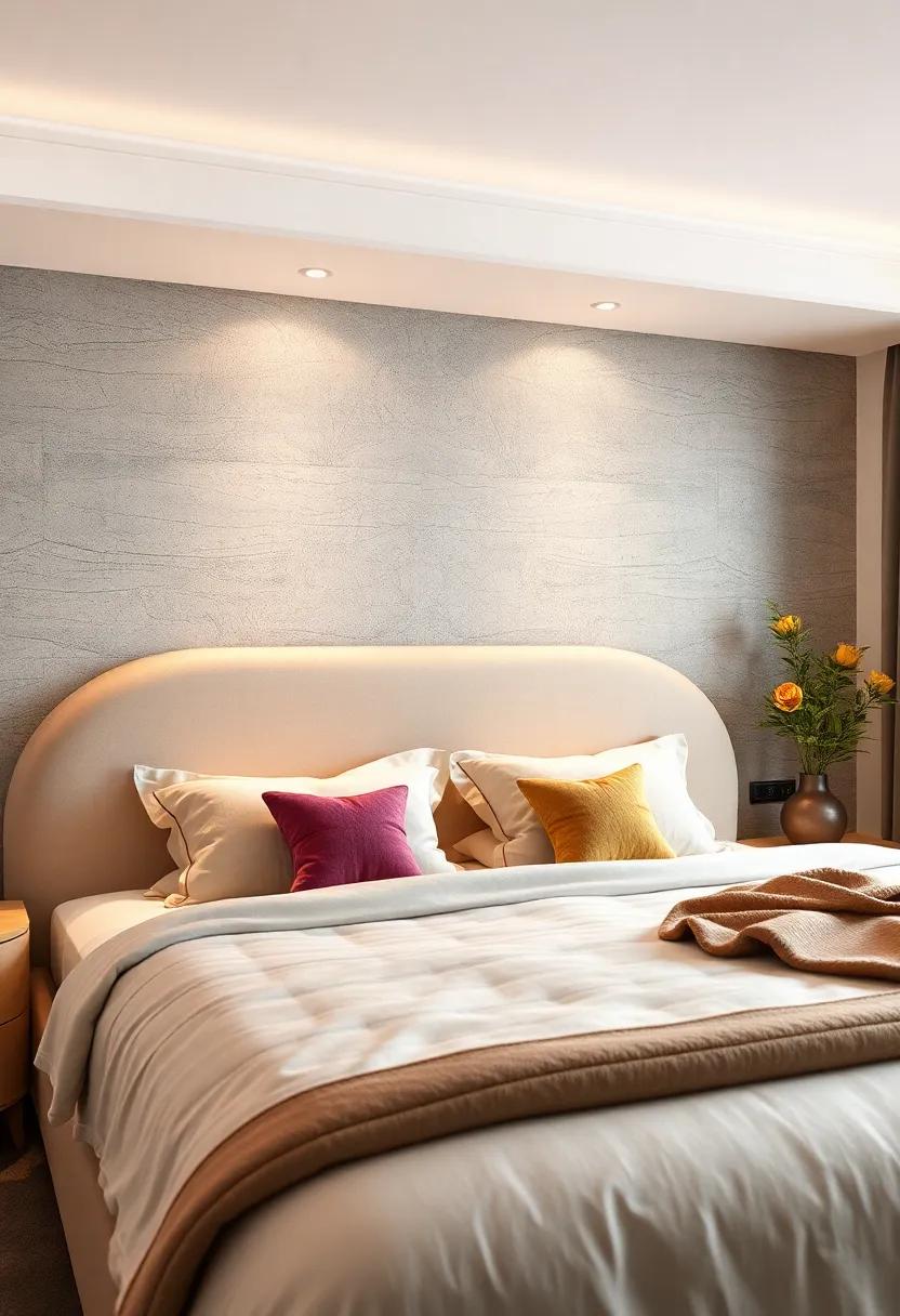 Soft Curves: Opt for a rounded headboard with soft contours that enhances comfort and incorporates wireless charging pads for easy access