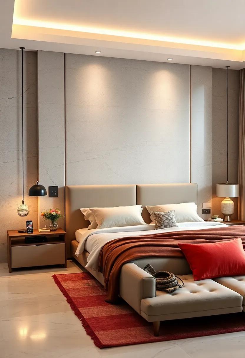 Wall-Mounted Wonders: Maximize floor space with headboards that mount directly to the wall, featuring hidden charging stations for a clutter-free environment