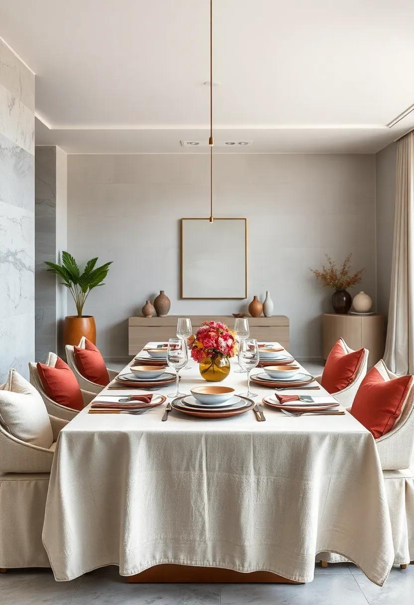 Artful Layers: Create depth and intrigue by layering tablecloths, runners, and placemats in contrasting textures and patterns