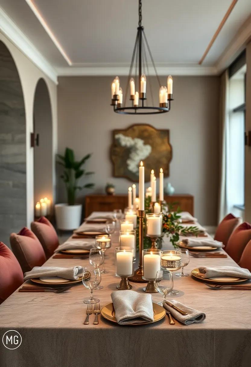 Candlelit Serenity: Set the mood with an array of candles in varying heights, casting a warm glow that invites intimacy and conversation