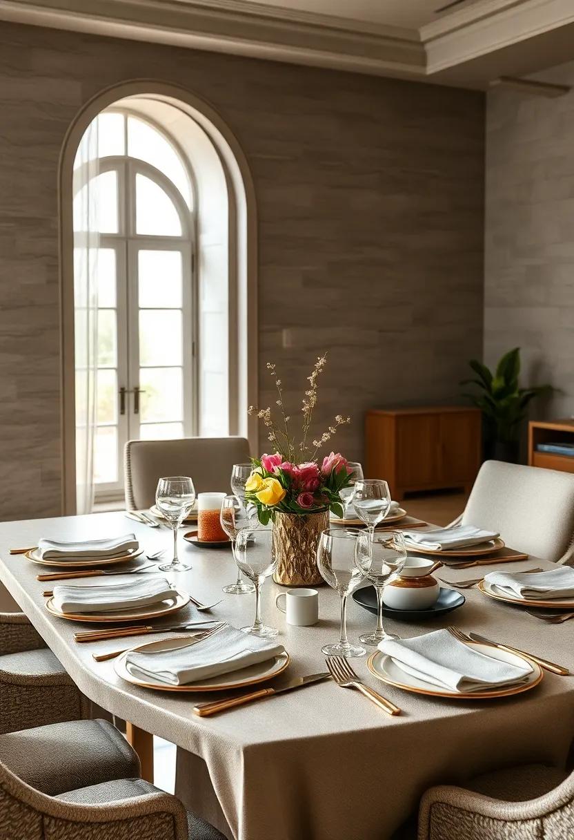 classic Formality: Adorn your table with fine china, polished silverware, and formal glassware, setting the stage for an elegant dinner affair