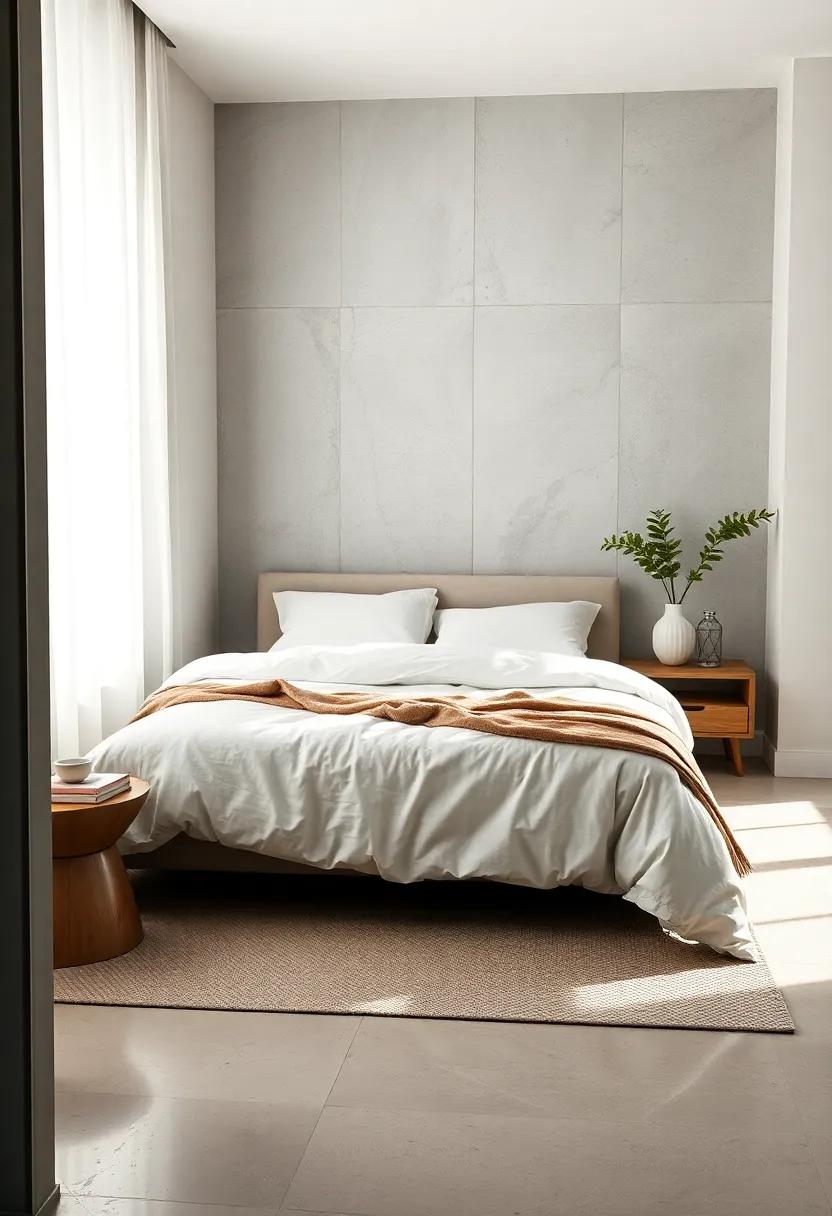 Choose Functional Bedding: Select simple, high-quality bedding with subtle patterns or solid colors that enhance comfort without clutter